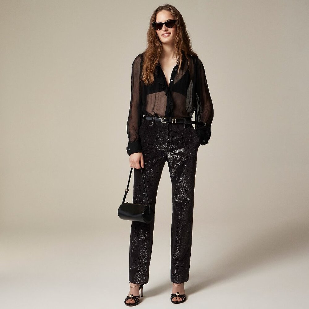 Collection straight-leg pant in metallic corduroy